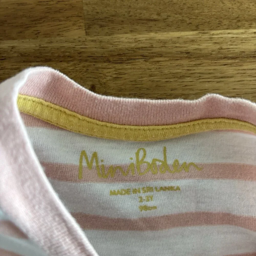 Mini Boden Appliqué Shirt Striped Ballerinas Short Sleeve Preppy 2-3 Years - Picture 7 of 13